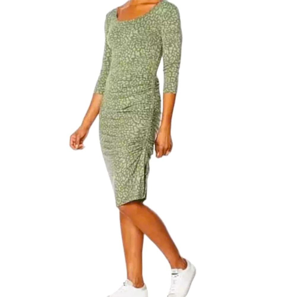 SkinnyGirl Connie Ruched Midi Animal Print Dress‎ NWT